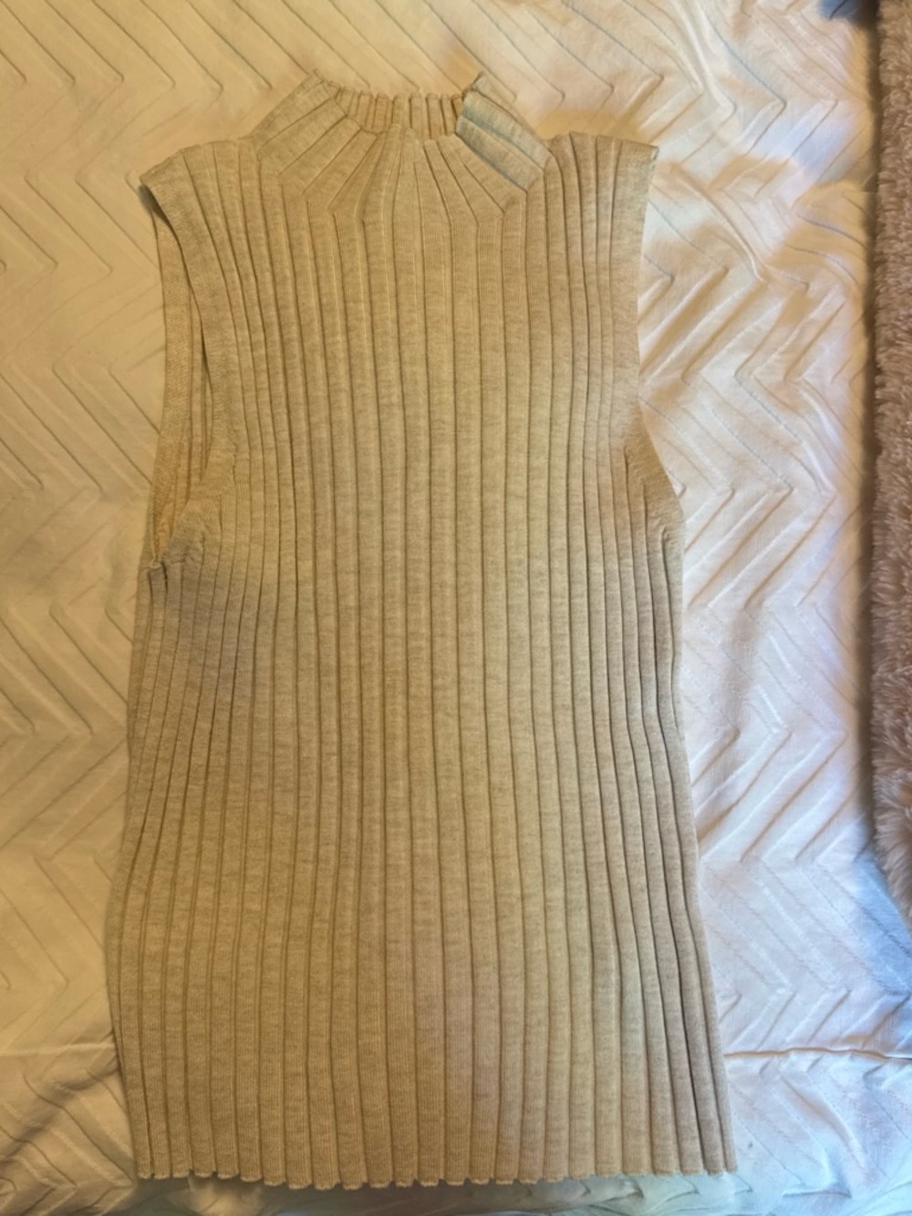 a new day Cream Ribbed Mock Neck Sleeveless Tank
